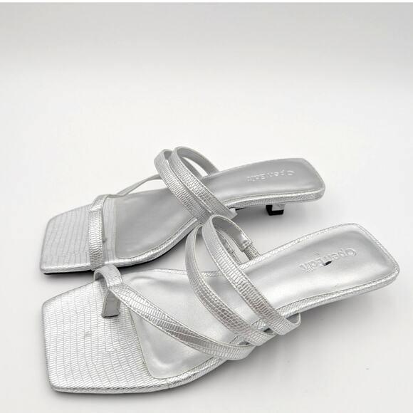 Open Edit Jagger Kitten Heel Sandals Women's Silver Size US6M - Picture 1 of 11